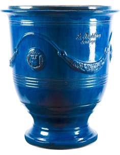 Vase d'Anduze émaillé tradition bleu