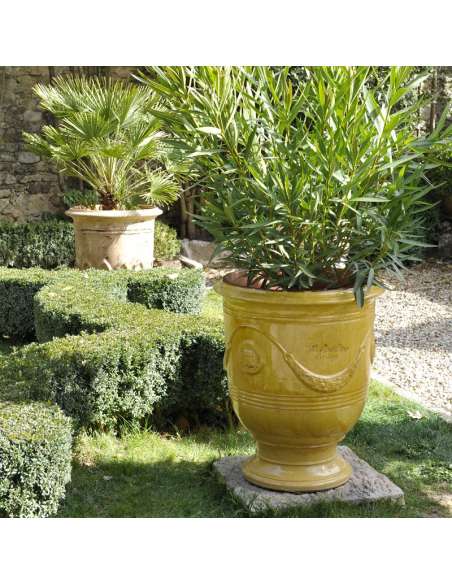 Vase d'Anduze émaillé tradition jaune