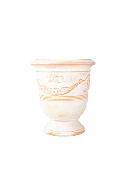 Vase d'anduze blanc cérusé n°6 D21cm - H24cm