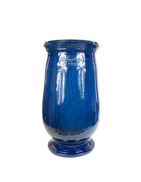 Traditional blue glazed oil jar