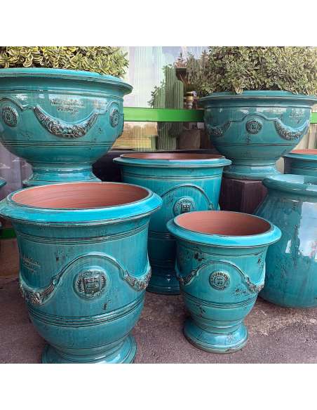 Vase d'Anduze patine turquoise