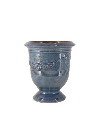 Vase d'Anduze émaillé tradition bleu lavande (Tailles moyenne)