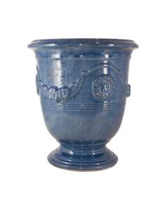 Vase d'Anduze émaillé tradition bleu lavande (Tailles moyenne)