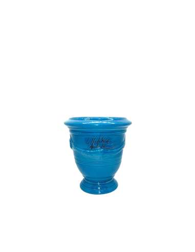 Mini vase d'Anduze émaillé couleur turquoise n°7 D13cm - H14cm