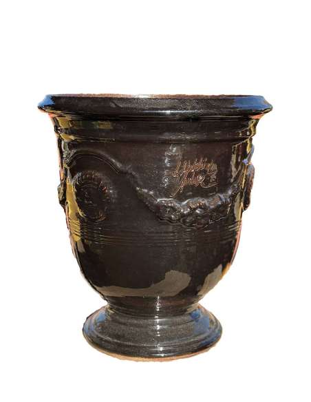 Black color glazed Anduze pot (middle sizes)