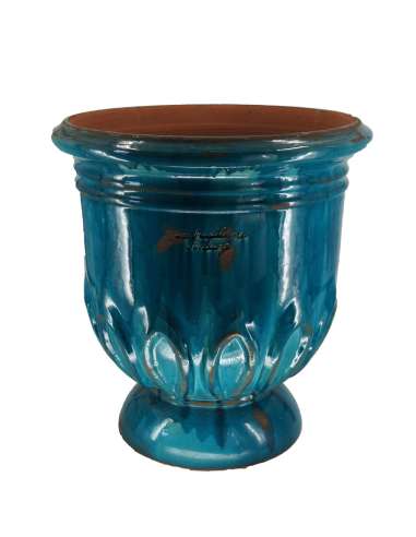 Vase tulipe patine turquoise