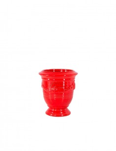 Mini vase d'Anduze émaillé couleur rouge tomate n°7 D13cm - H14cm