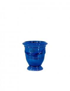 Mini vase d'anduze avec bougie couleur bleu n°7 D13cm - H14cm