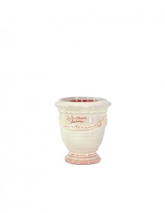 Mini vase d'Anduze avec bougie émaillé couleur ivoire n°7 D13cm - H14cm
